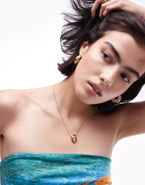 Topshop Neva necklace with molten pendant in 14k gold plated