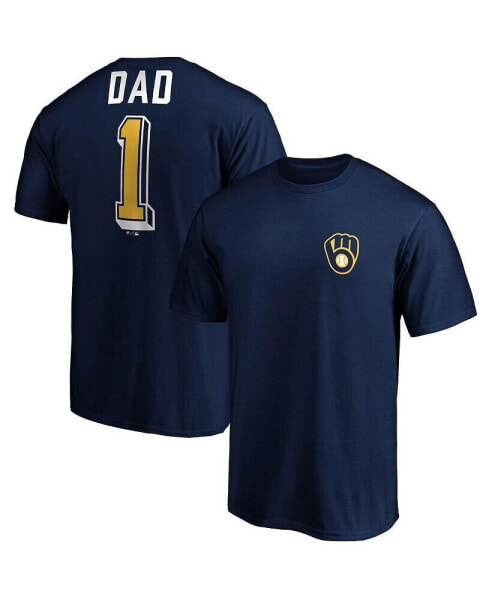 Men's Navy Milwaukee Brewers Number One Dad Team T-shirt