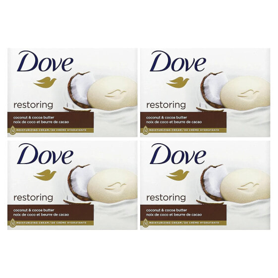 Мыло восстанавливающее Dove с кокосовым и какао-маслом, 4 шт, 106 г каждая
