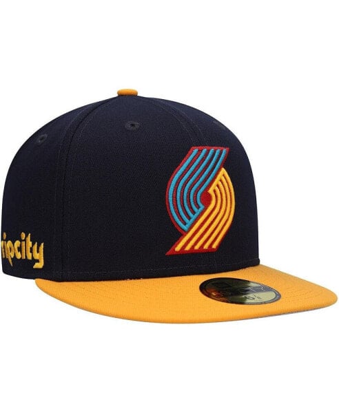 Men's Navy, Gold Portland Trail Blazers Midnight 59FIFTY Fitted Hat