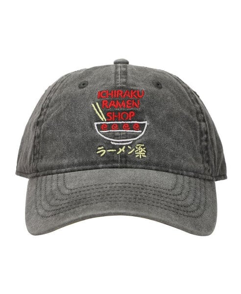 Men's Shippuden Ichiraku Ramen Shop Adult Black Pigment Dye Wash Baseball Cap