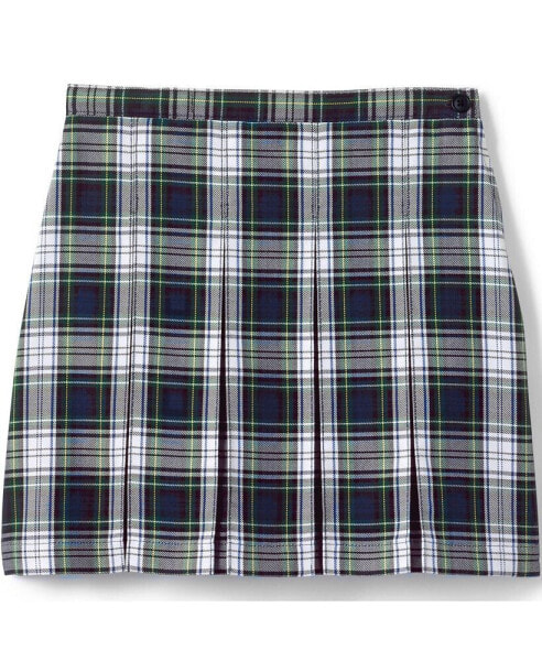 Big Girls School Uniform Plaid Box Pleat Skirt Top of the Knee