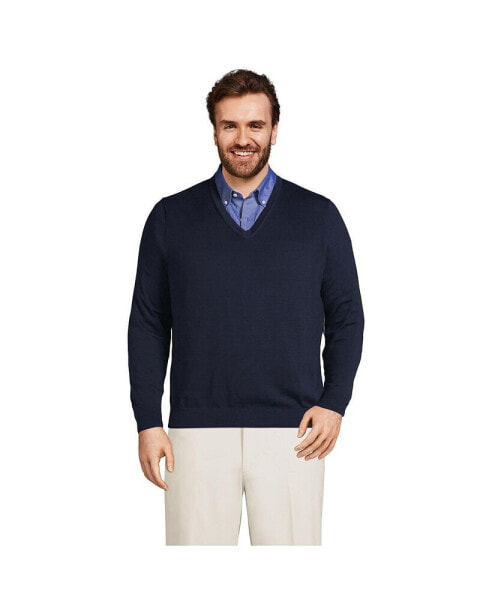Big & Tall Classic Fit Fine Gauge Supima Cotton V-neck Sweater