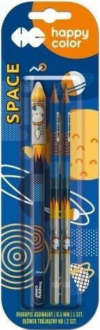 Ручка гелевая сменная Happy Color Długopis usuwalny 0.5 мм + 2 оловка Space