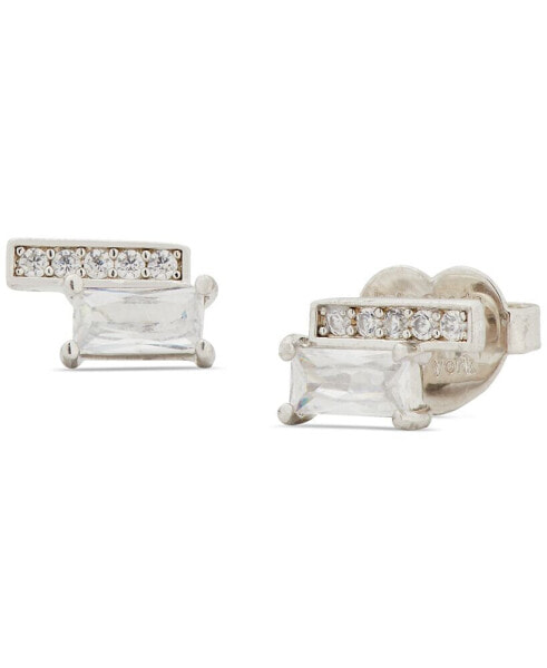 Pavé & Baguette Crystal Stud Earrings