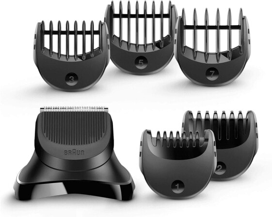 Запчасть машинки для стрижки Braun Головка для триммера BT32 с 5 насадками, совместима с бритвами Series 3 - черная