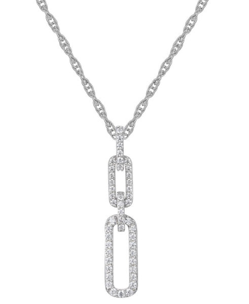 Macy's cubic Zirconia Double Link 18" Pendant Necklace in Sterling Silver or 14k Gold-Plated Sterling Silver