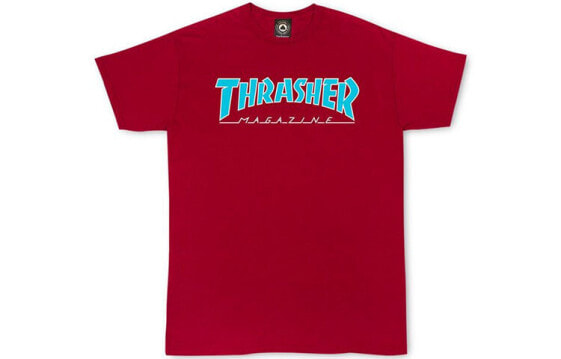 Thrasher 撞色蓝字基础字母T恤 美版 男女同款 红色 / Футболка Thrasher T -