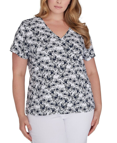 Топ HEARTS OF PALM Plus Size Printed Essentials Short