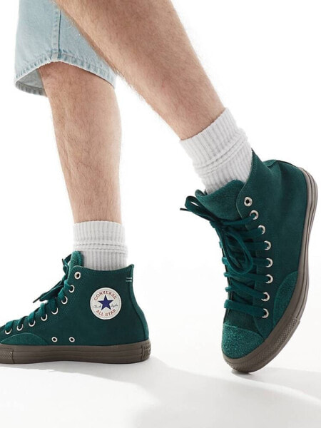 Converse Chuck Taylor All Star Hi trainers with gum sole in dark green