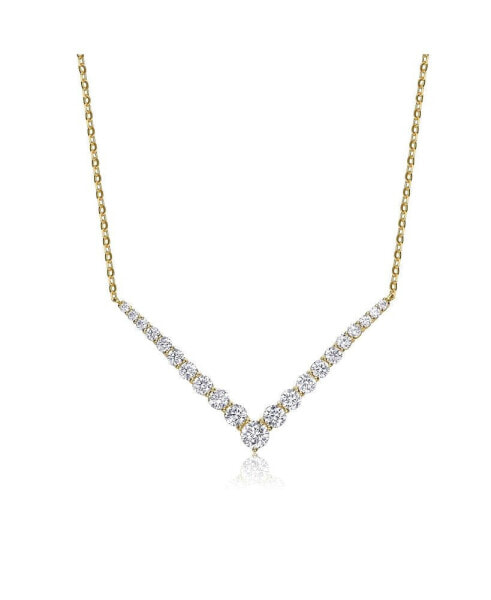 Radiant 14K Yellow Gold-Plated Cubic Zirconia Chevron Layering Necklace