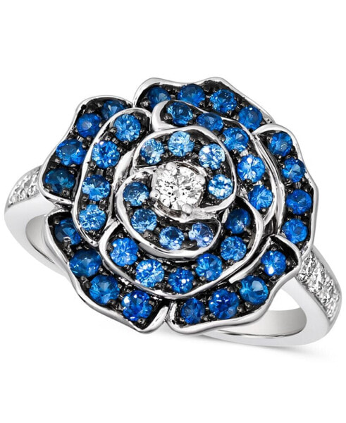 Denim Ombré (7/8 ct. t.w.) & Nude Diamond (1/4 ct. t.w.) Flower Ring in 14k White Gold