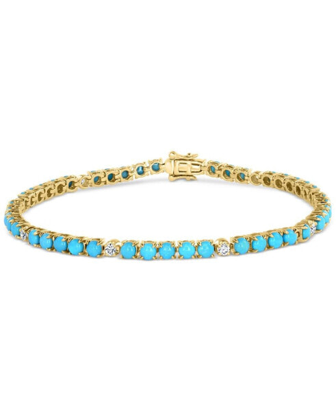 EFFY® Turquoise & Diamond (1/3 ct. t.w.) Tennis Bracelet in 14k Gold