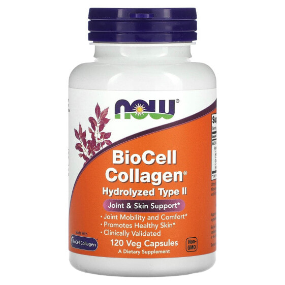 БАД NOW BioCell Collagen, Гидролизованный Тип II, 120 Вегетарианских Капсул