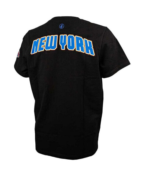 Men's Black New York Knicks 3D Puff Print Sliced Logo T-shirt