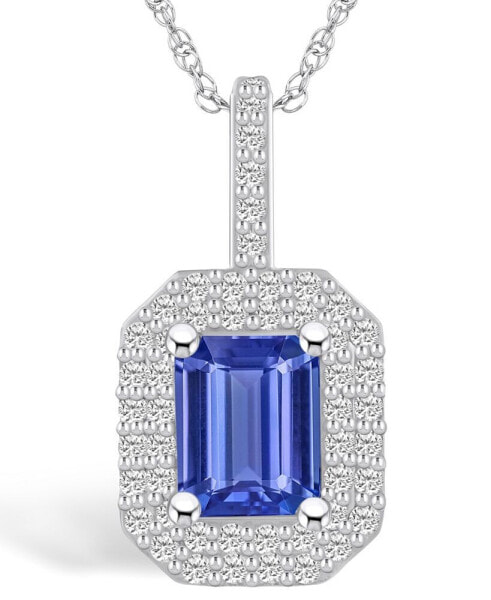 Tanzanite (1-5/8 Ct. t.w.) and Diamond (1/2 Ct. t.w.) Halo Pendant Necklace