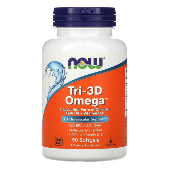 БАД для здоровья Tri-3D Omega NOW, 330 EPA / 220 DHA, 90 капсул