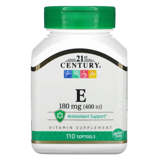 Витамины 21st Century Vitamin E, 180 мг (400 МЕ), 110 мягких капсул