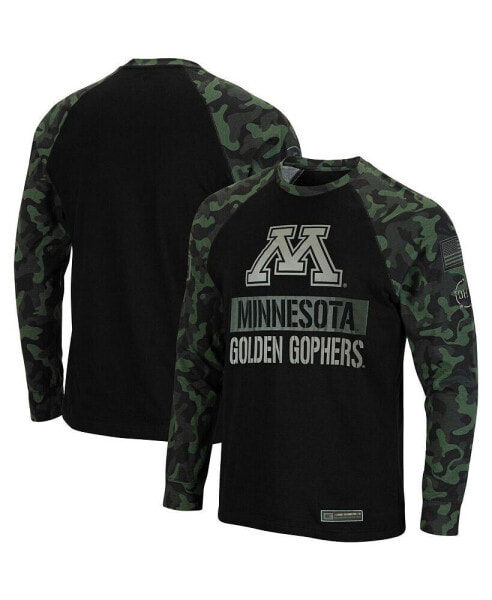 Men's Black, Camo Minnesota Golden Gophers Big and Tall OHT Military-Inspired Appreciation Raglan Long Sleeve T-shirt