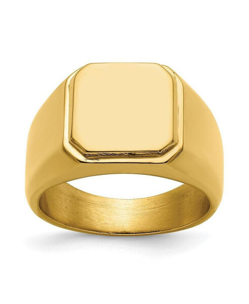 Stainless Steel Polished Yellow IP-plated Signet Ring