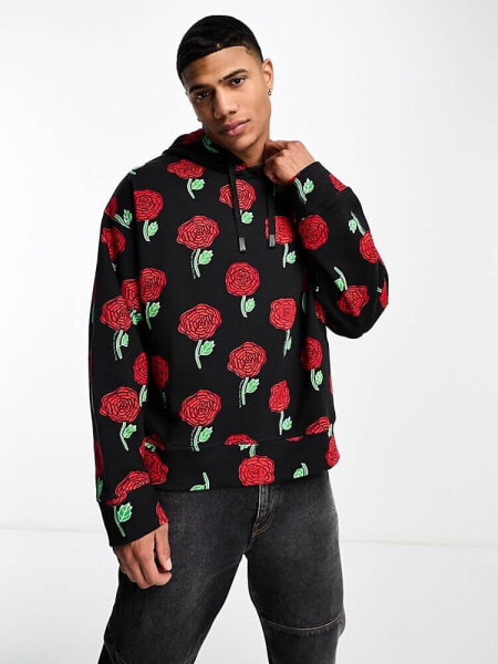 Versace Jeans Couture roses hoodie in black