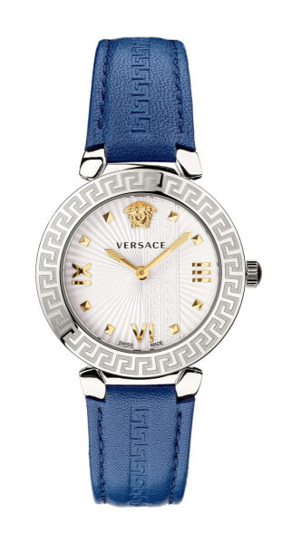 Versace Schweizer Damenuhr GRECA ICON Lederarmband blau VEZ600121