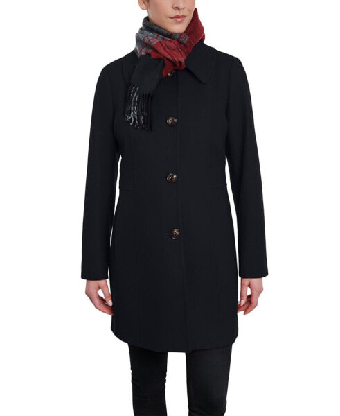 Women's Single-Breasted Peacoat & Scarf