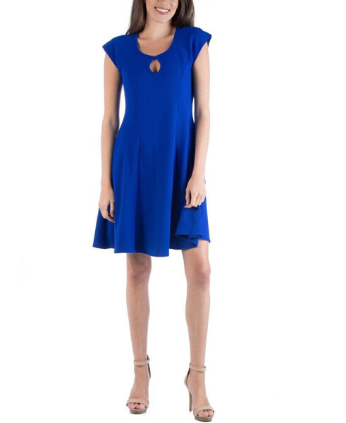 Scoop Neck A-Line Dress with Keyhole Detail