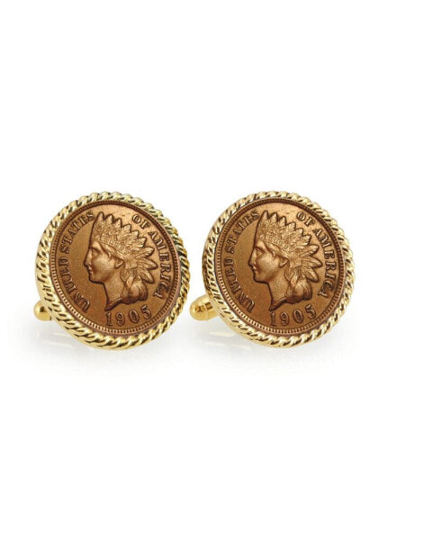 Indian Head Penny Rope Bezel Coin Cuff Links