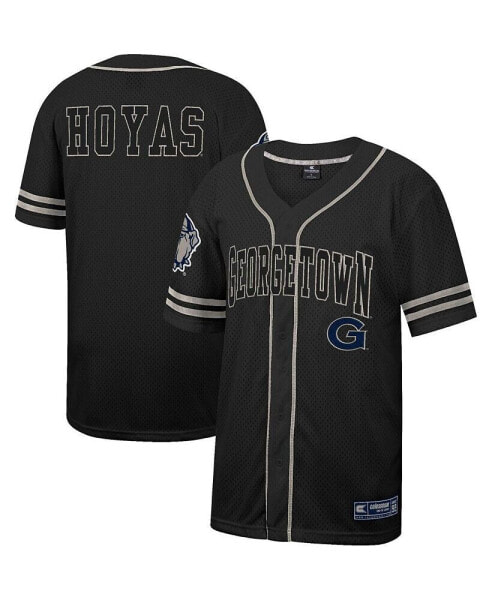 Men's Black Georgetown Hoyas Free Spirited Mesh Button-Up Baseball Jersey