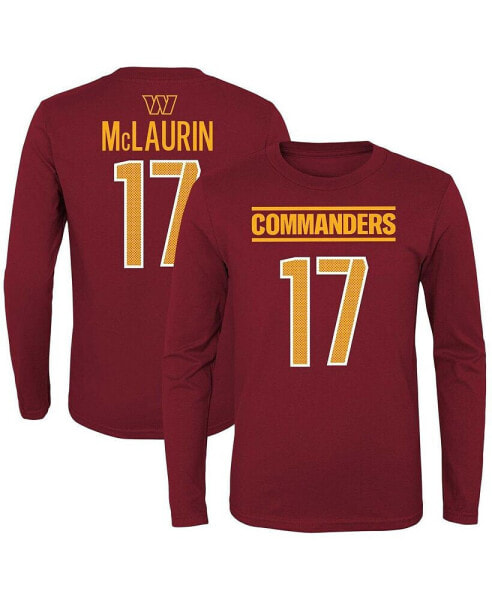 Big Boys Terry McLaurin Burgundy Washington Commanders Mainliner Player Name and Number Long Sleeve T-shirt