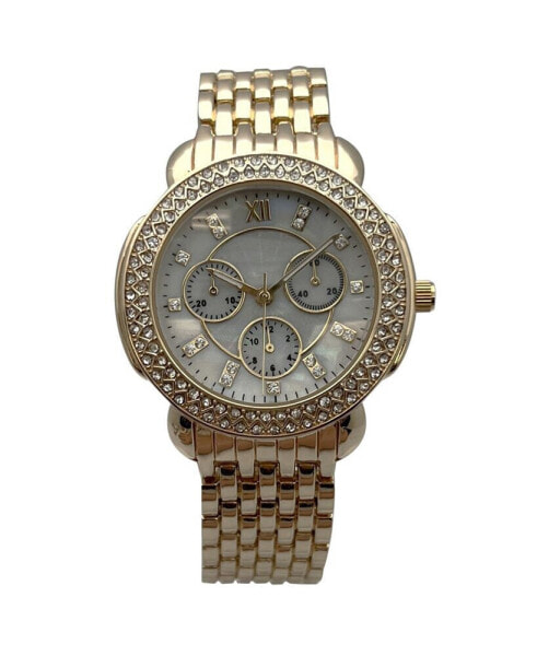 Часы Olivia Pratt Gold Round Rhinestone Face Women Watch
