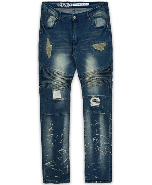 Брюки мужские джинсовые узкие синие Reason.