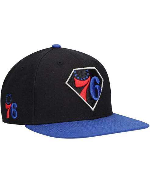 Men's '47 Black, Royal Philadelphia 76Ers 75Th Anniversary Carat Captain Snapback Hat