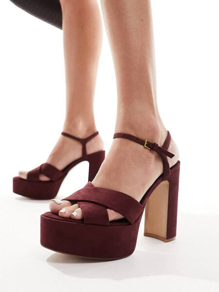 Mango strappy detail chunky platform in burgundy