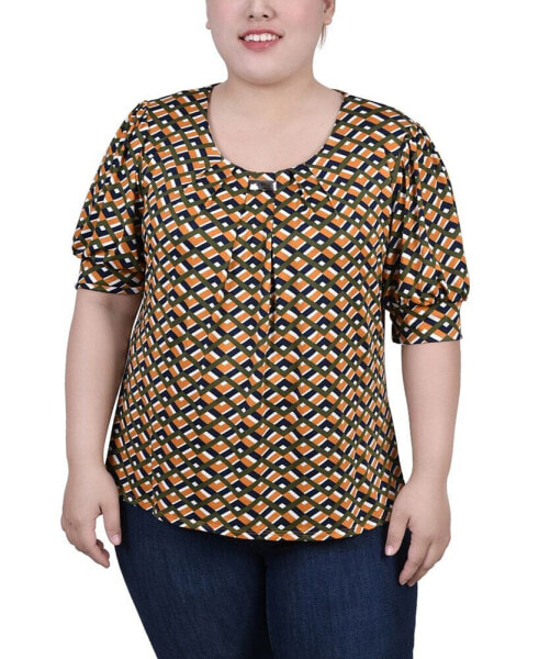 Plus Size Short Sleeve Balloon Sleeve Top