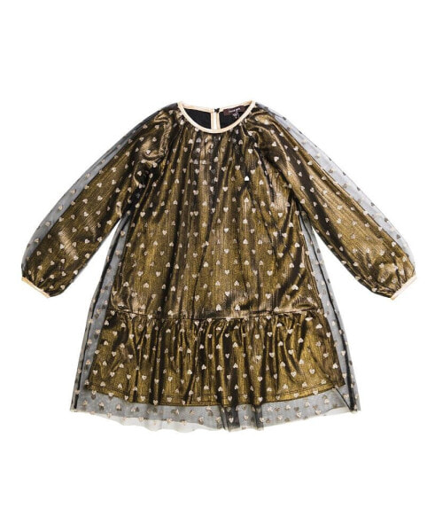 Платье для малышей IMOGA Collection ROSALINE черное с плиссировкой из сетки и металлической ткани