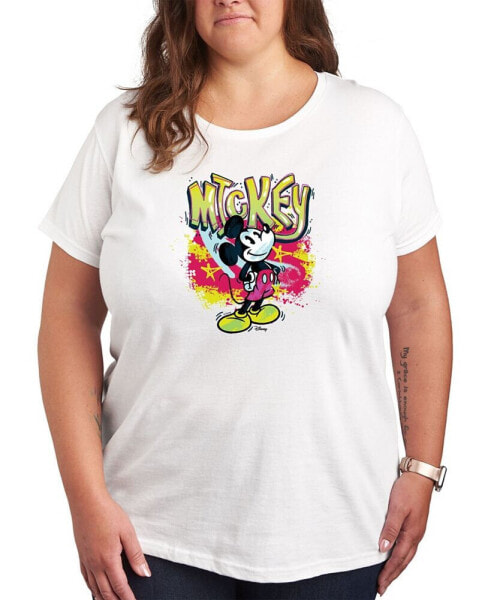 Air Waves Trendy Plus Size Mickey Mouse Graffiti Graphic T-shirt