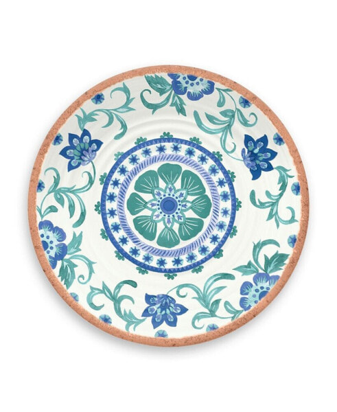 Rio Turquoise Floral Salad Plate, 8.5",Melamine,Set Of 6