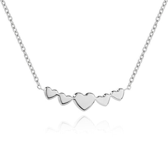 Romantic steel necklace with hearts VEDN0330S