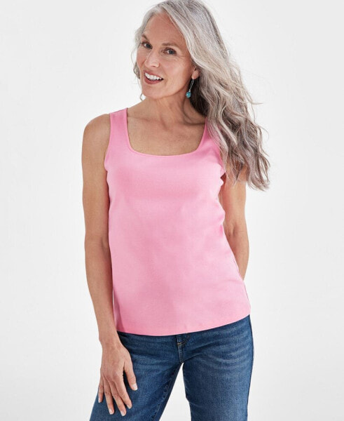 Women's Cotton Square-Neck Tank Top, Created for Macy's