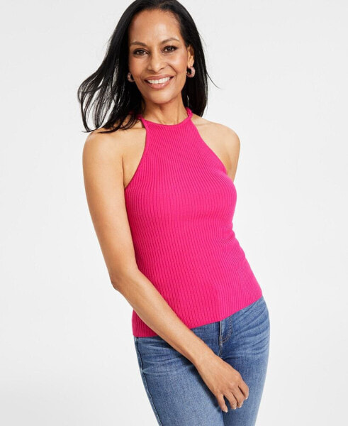 Women's Chain-Strap Halter Sweater Tank, Created for Macy's