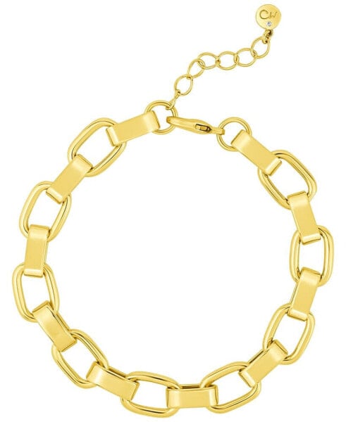 High Polished Link Chain Bracelet in 18K Gold Plated Brass