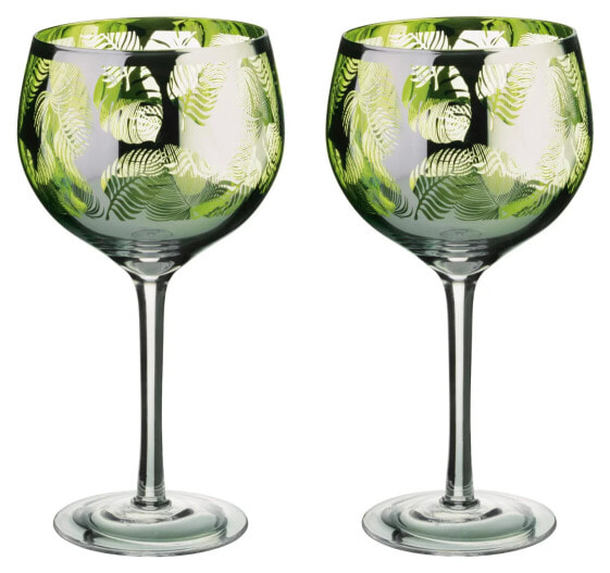 Бокалы для джина с тропическими листьями ARTLAND Tropical Leaves Gin Gläser 2er Set