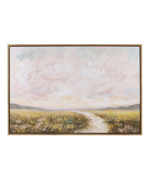 Peaceful River Hand Embellished Framed Canvas Abstract Landscape Wall Art