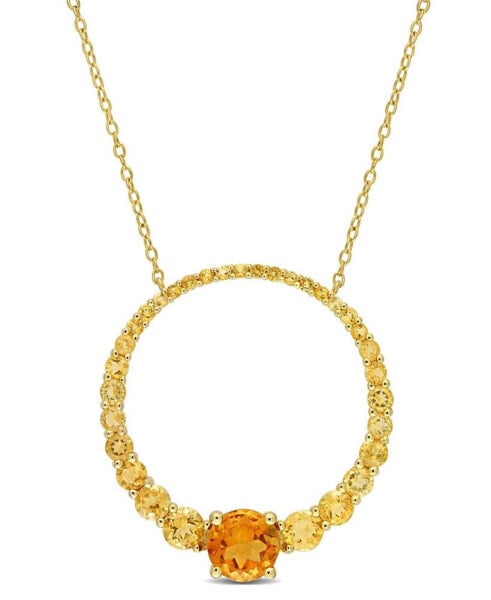 Macy's 18K Gold Plated Sterling Silver Citrine Graduated Open Circle Necklace