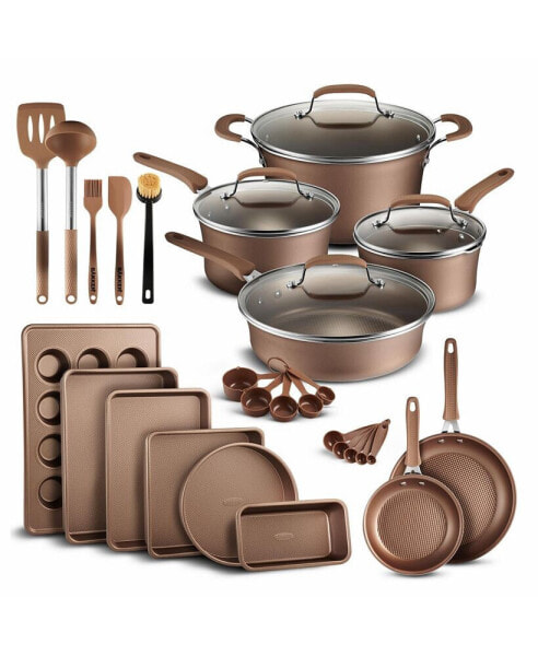 Cookware Set - 23 Piece - Multi-Sized Cooking Pots with Lids, Skillet Fry Pans and Bakeware - Reinforced Pressed Aluminum Metal - Suitable for Gas, Electric, Ceramic and Induction by BAKKEN Swiss