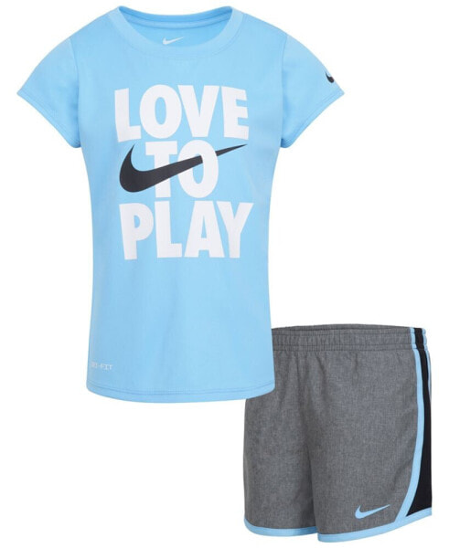 Little Girls Dri-FIT All Day Short Sleeve Tee and Shorts Set