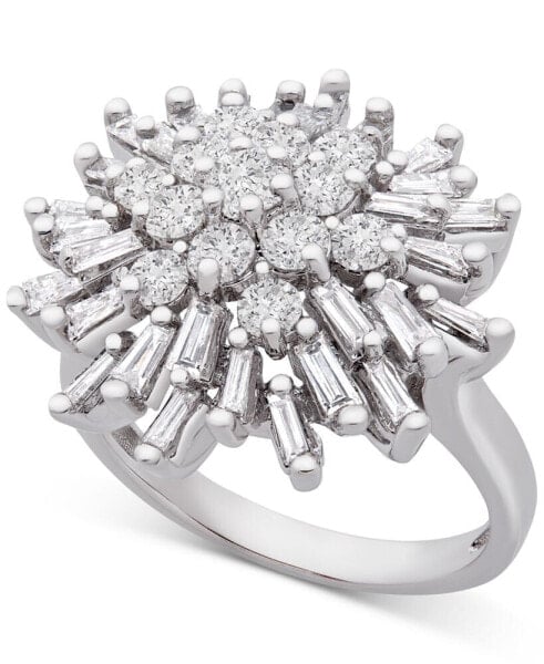 Diamond Starburst Cluster Ring (1-1/2 ct. t.w.) in 14k White Gold, Created for Macy's