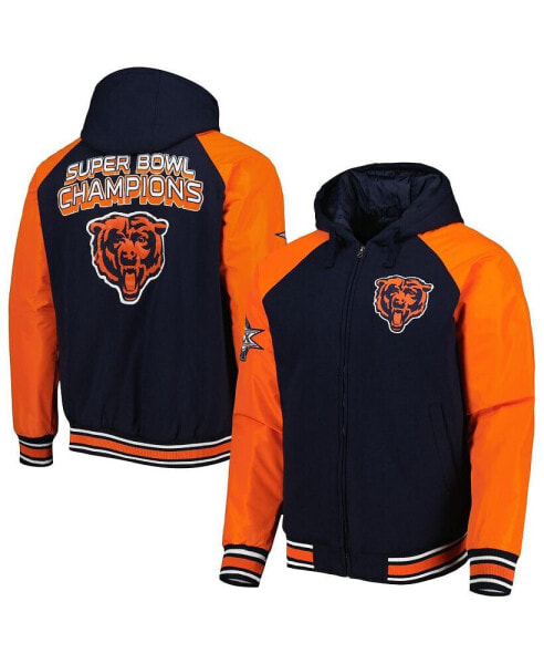 Men's Navy Chicago Bears Defender Raglan Full-Zip Hoodie Varsity Jacket